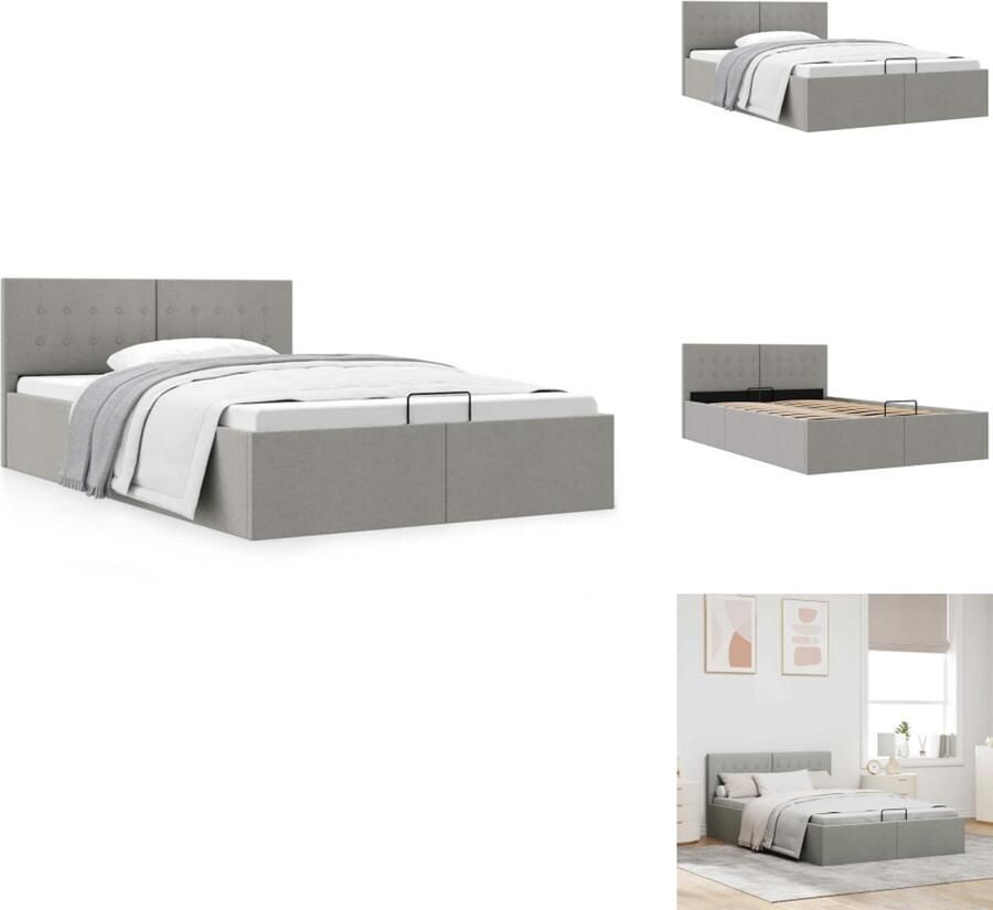 VidaXL Bedframe Bedframes Bed Bedden Bedframe met hydraulische opslag stof lichtgrijs 120x200 cm