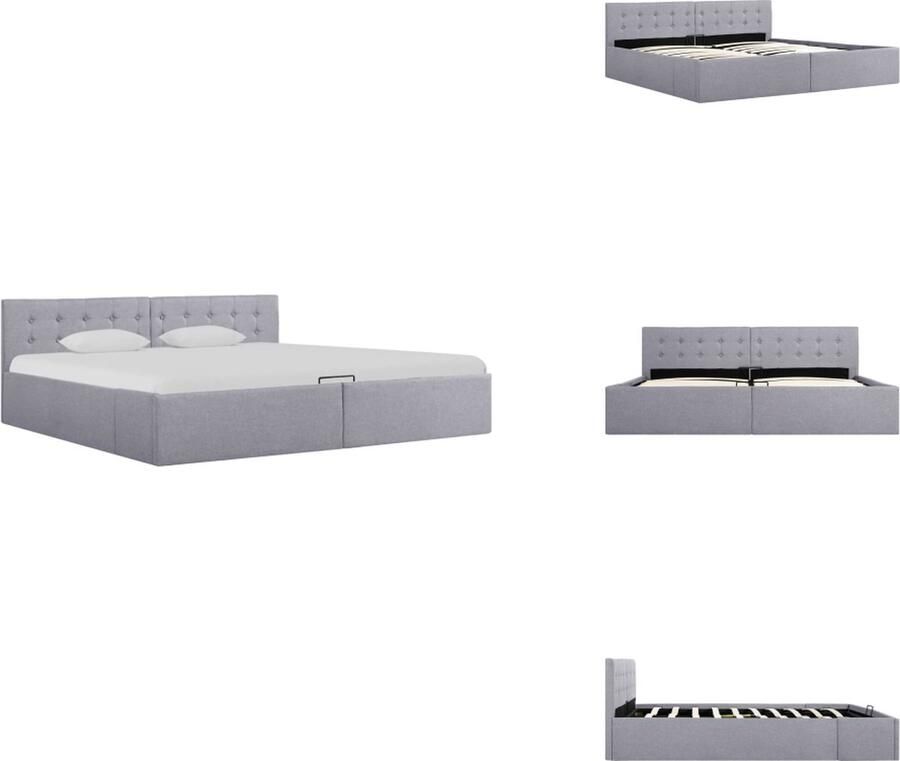 VidaXL Bedframe Bedframes Bed Bedden Bedframe met hydraulische opslag stof lichtgrijs 180x200 cm