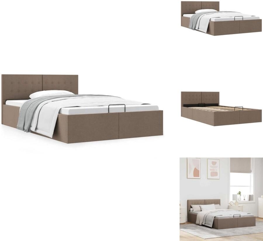 VidaXL Bedframe Bedframes Bed Bedden Bedframe met hydraulische opslag stof taupe 120x200 cm