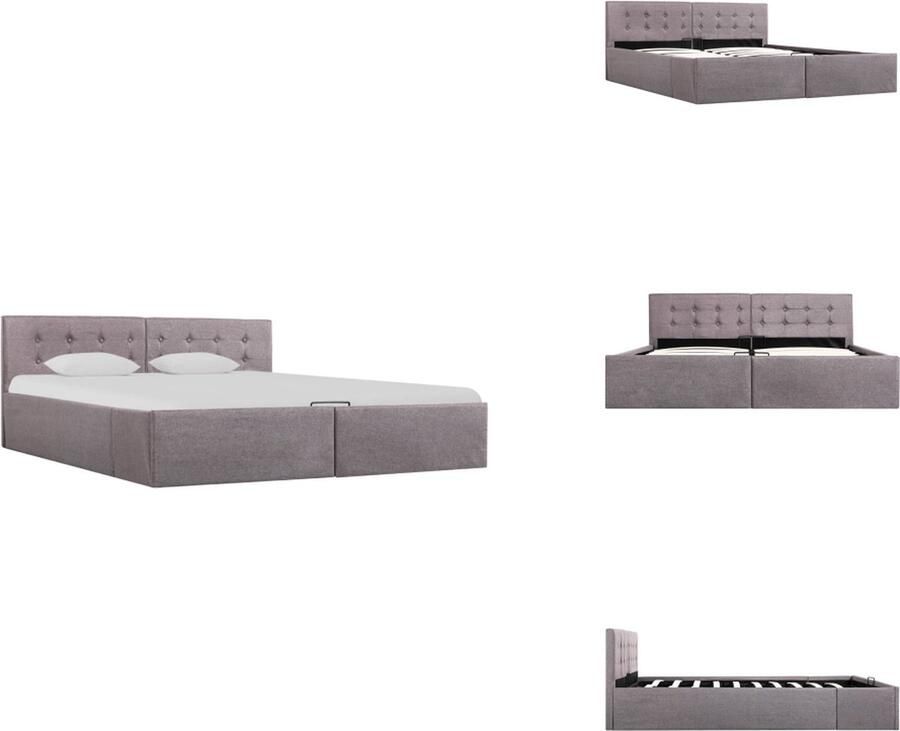 VidaXL Bedframe Bedframes Bed Bedden Bedframe met hydraulische opslag stof taupe 160x200 cm - Foto 2