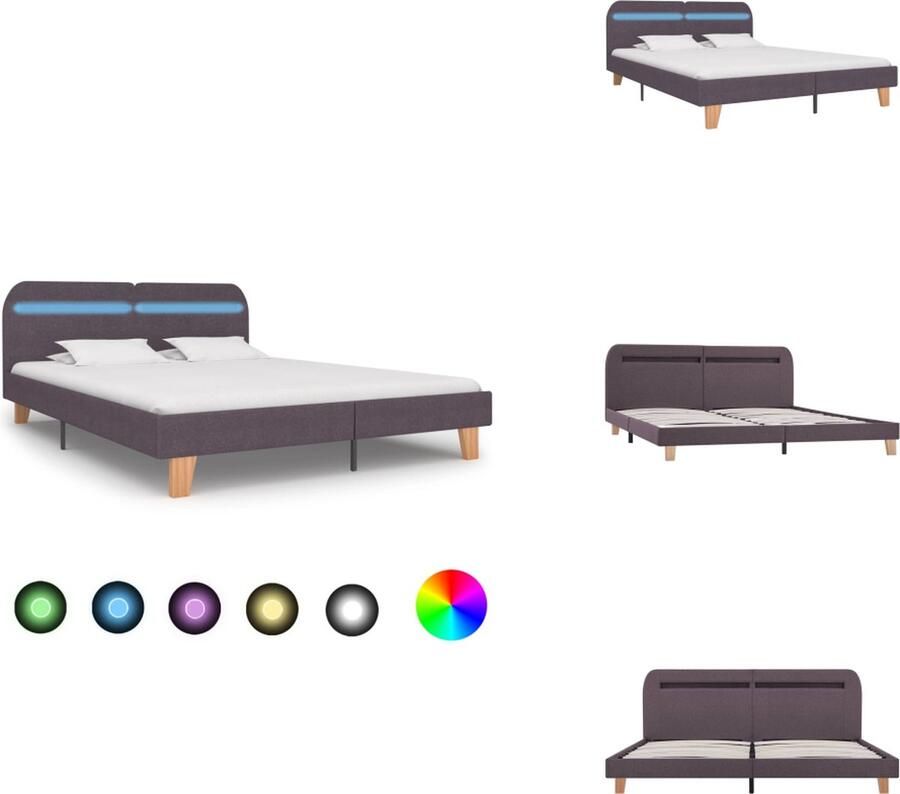 VidaXL Classic LED Bedframe taupe 208x185x80 cm geschikt voor matras van 180x200 cm Bed
