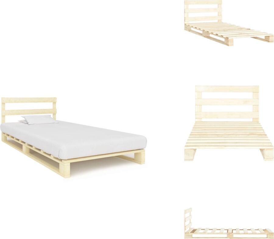 VidaXL Bedframe Bedframes Bed Bedden Bedframe pallet massief grenenhout 100x200 cm - Foto 2