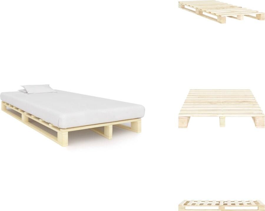 VidaXL Bedframe Bedframes Bed Bedden Bedframe pallet massief grenenhout 120x200 cm - Foto 3