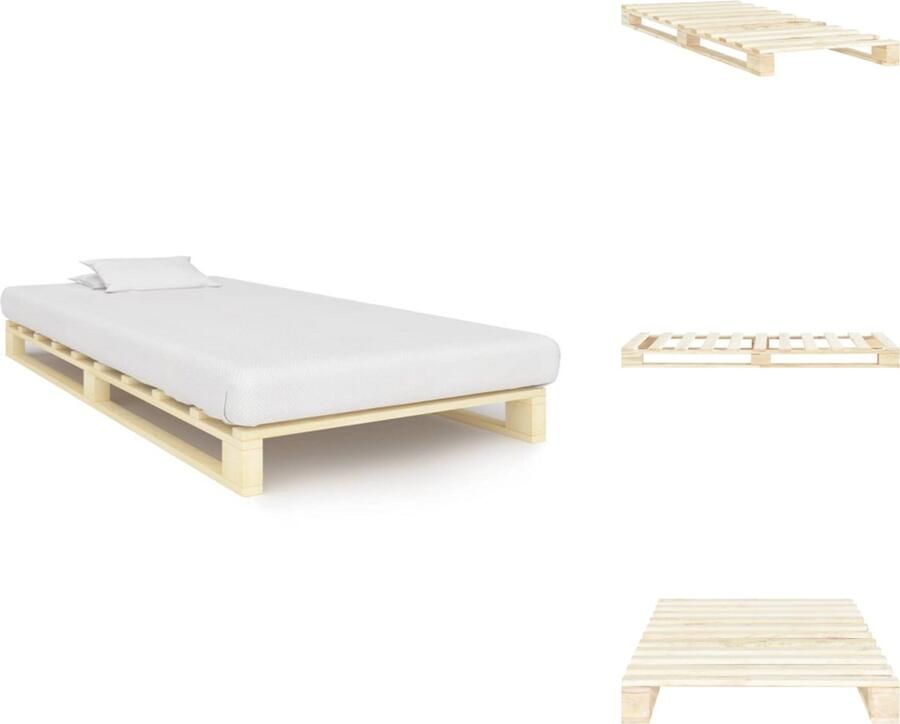VidaXL Bedframe Bedframes Bed Bedden Bedframe pallet massief grenenhout 90x200 cm - Foto 3