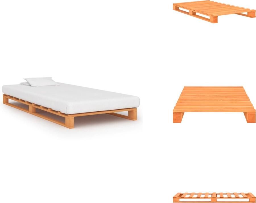 VidaXL Bedframe Bedframes Bed Bedden Bedframe pallet massief grenenhout bruin 100x200 cm