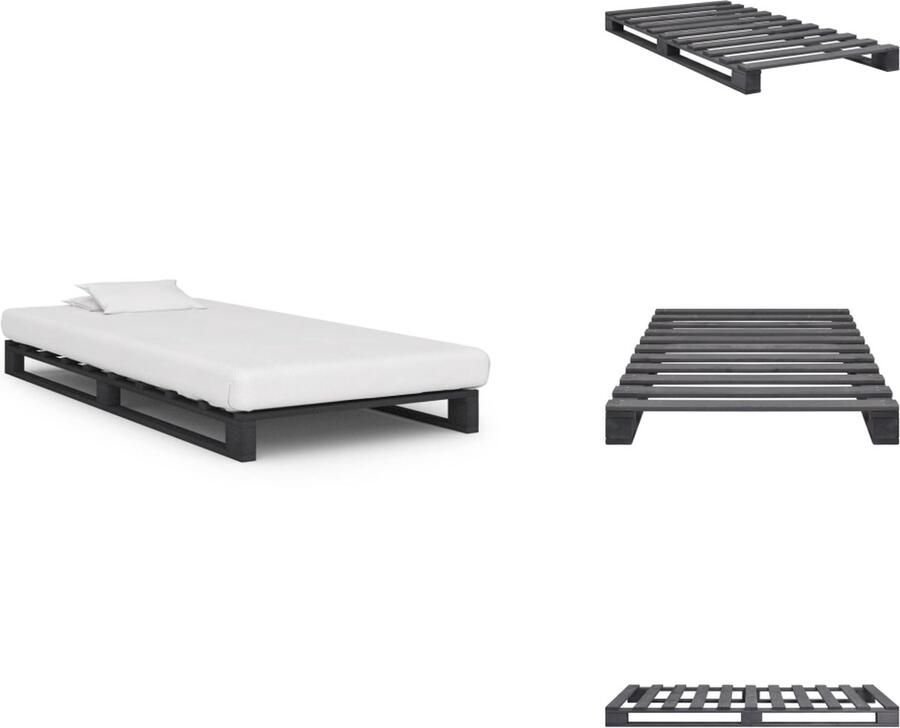 VidaXL Bedframe Bedframes Bed Bedden Bedframe pallet massief grenenhout grijs 100x200 cm