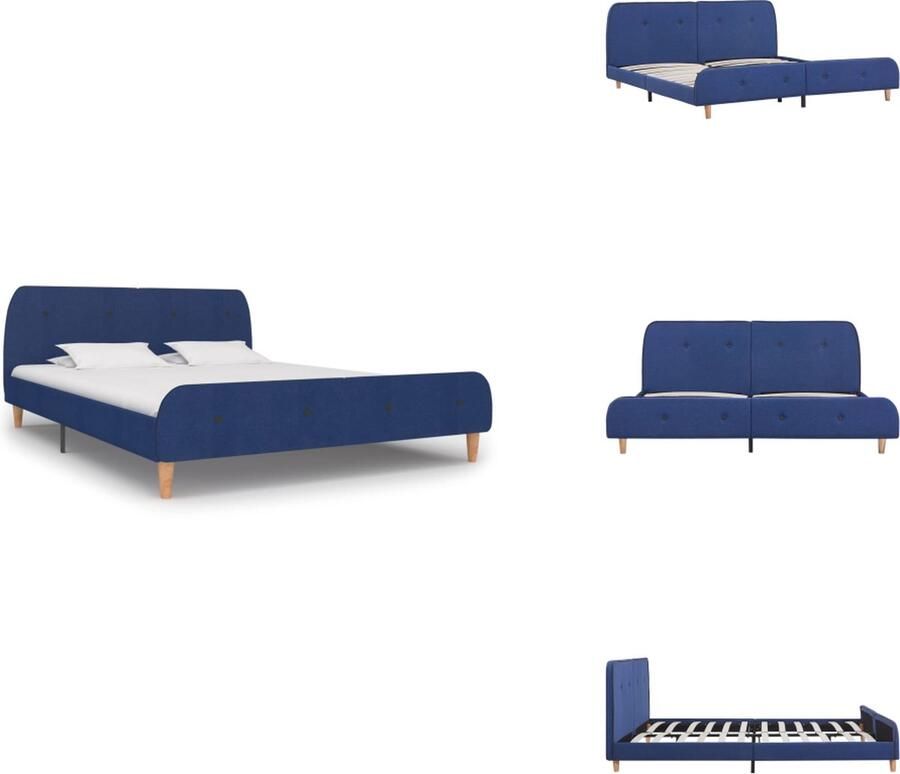 VidaXL Bedframe Bedframes Bed Bedden Bedframe stof blauw 160x200 cm