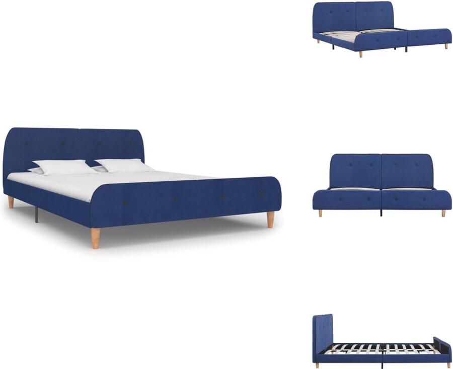 VidaXL Bedframe Bedframes Bed Bedden Bedframe stof blauw 180x200 cm