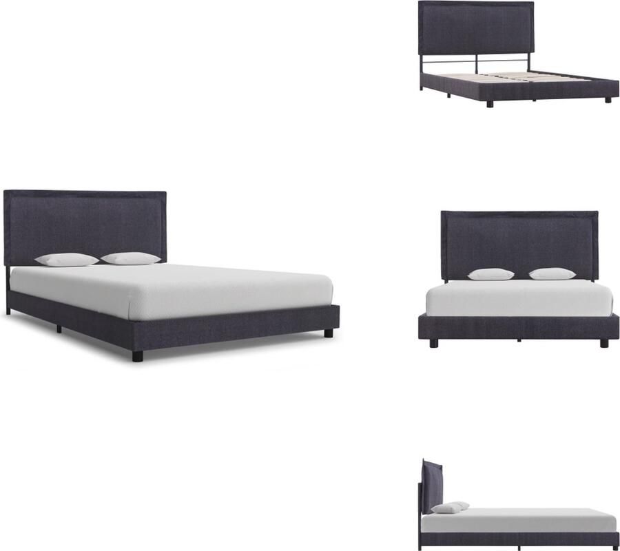 VidaXL Bedframe Luxe Donkergrijs 140 x 200 cm Gepoedercoat ijzer en MDF Bed
