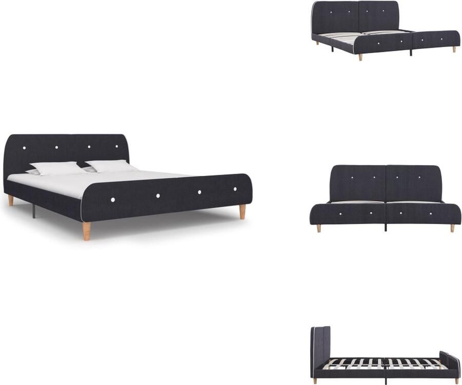 VidaXL Bedframe Bedframes Bed Bedden Bedframe stof donkergrijs 160x200 cm