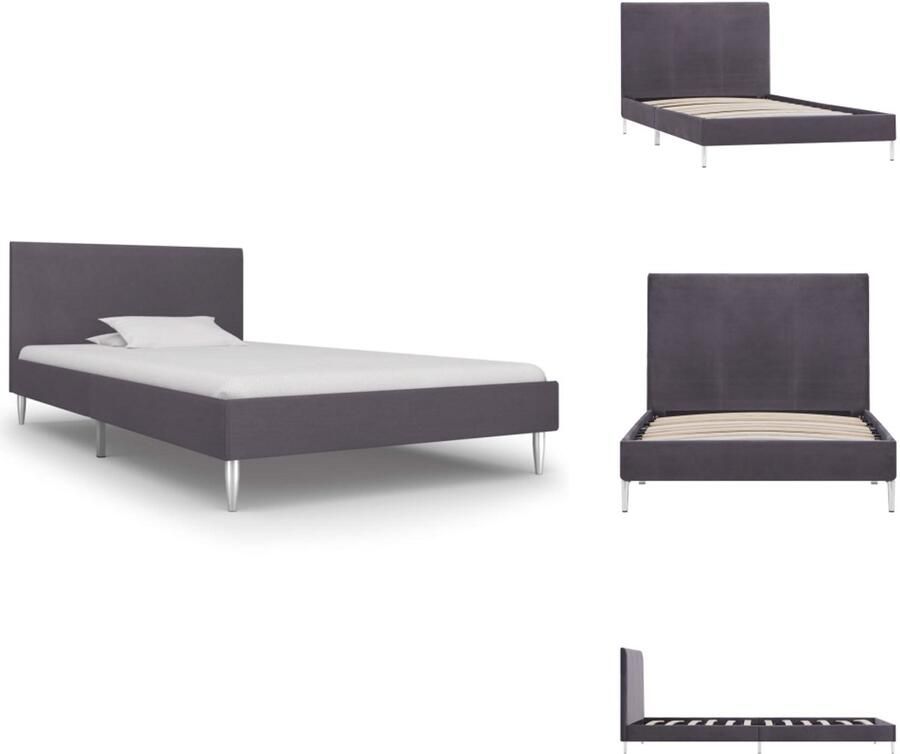 VidaXL Bedframe Bedframes Bed Bedden Bedframe stof grijs 90x200 cm