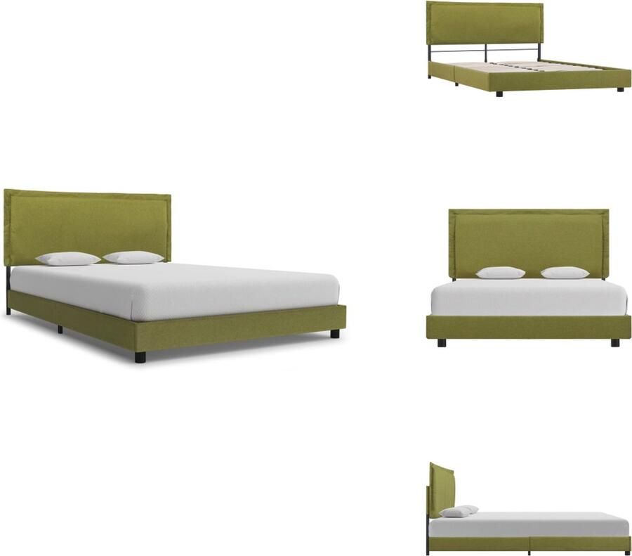 VidaXL Klassiek Bedframe Populierenhout jujubahout grenenhout MDF en ijzer 207 x 126 x 95 cm Groen Bed