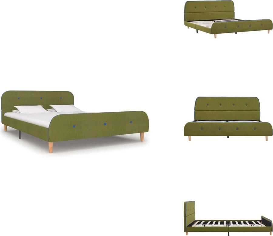 VidaXL Bedframe Bedframes Bed Bedden Bedframe stof groen 140x200 cm