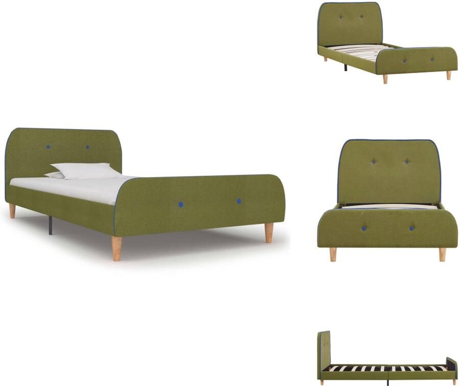 VidaXL Bedframe Bedframes Bed Bedden Bedframe stof groen 90x200 cm