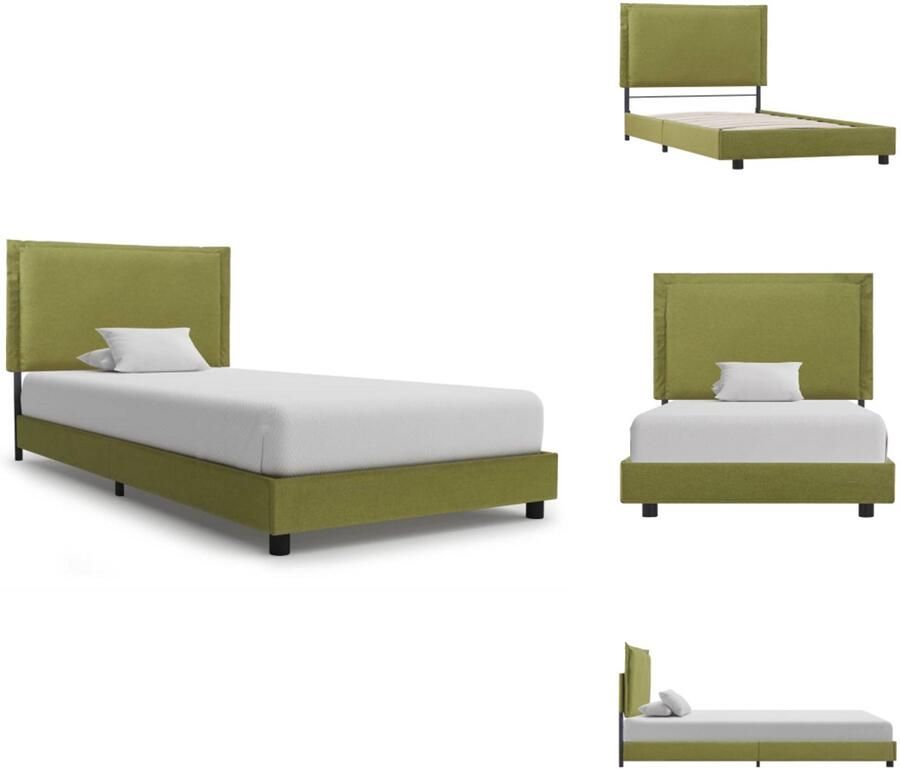 VidaXL Bedframe Bedframes Bed Bedden Bedframe stof groen 90x200 cm - Foto 2