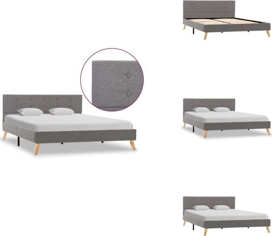 VidaXL Bedframe Klassiek 140x200 cm Materiaal- IJzer MDF Kleur- Lichtgrijs Bed - Foto 2