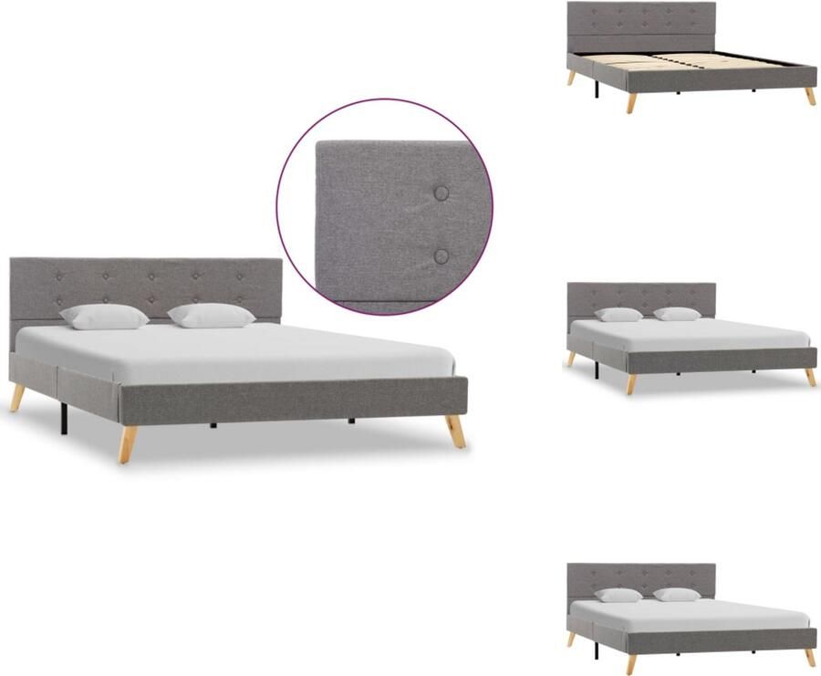 VidaXL Bedframe Klassiek 140x200 cm Materiaal- IJzer MDF Kleur- Lichtgrijs Bed - Foto 3