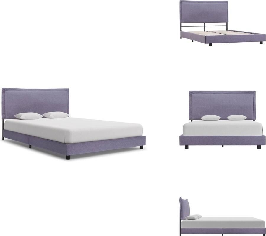 VidaXL Bedframe Klassiek 140x200 cm Materiaal- IJzer MDF Kleur- Lichtgrijs Bed