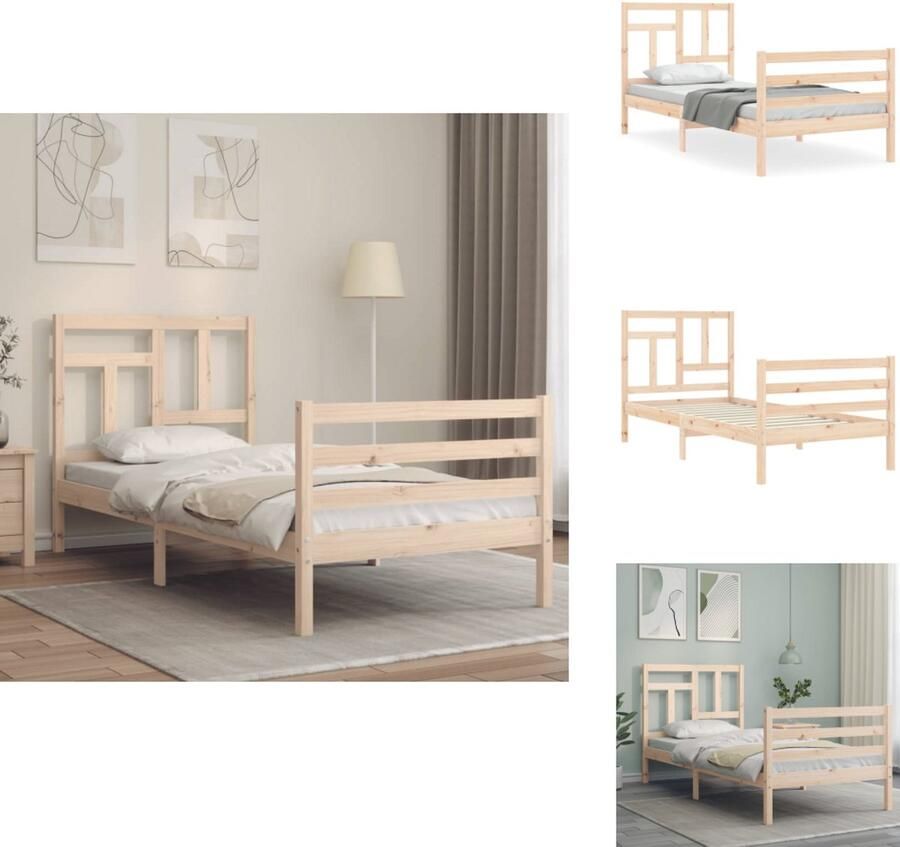 VidaXL Massief Grenenhouten Bedframe Grenenhout 195.5 x 95.5 x 100 cm Multiplex Lattenbodem Bed - Foto 3