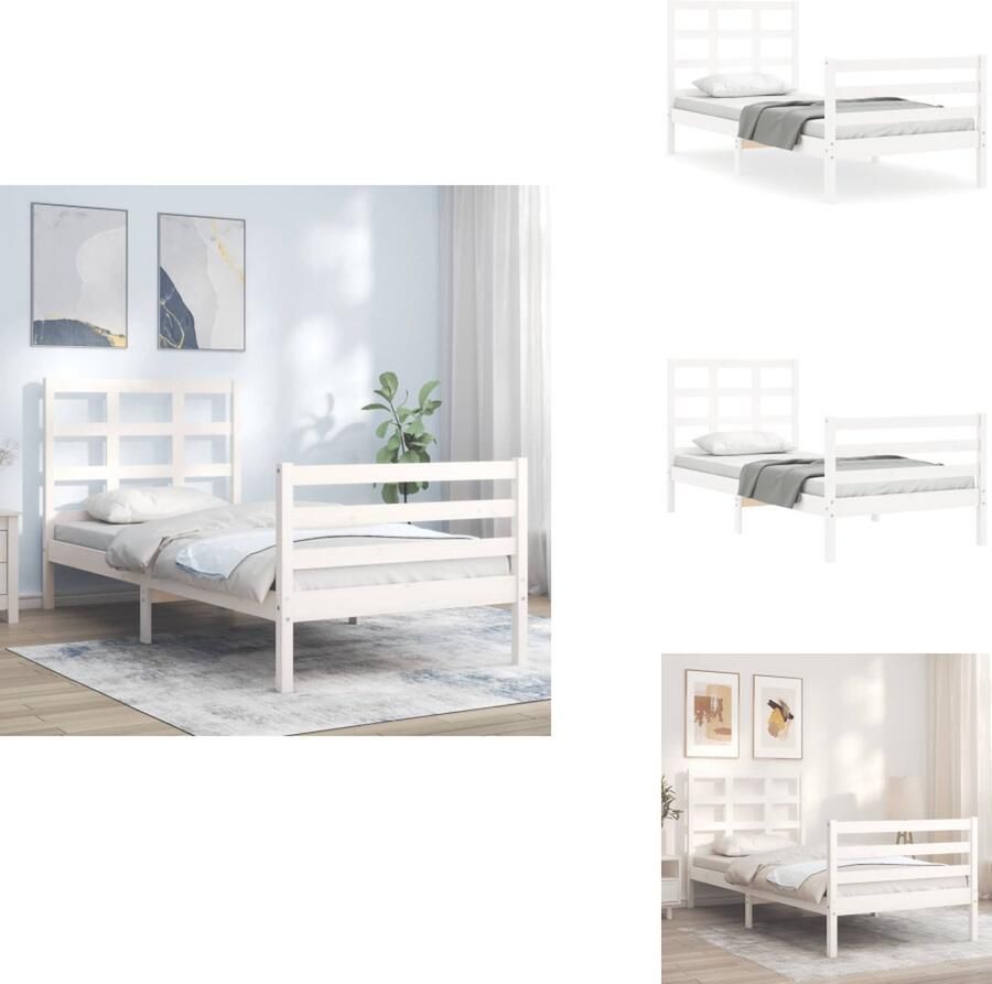VidaXL Bedframe Bedframes Bed Eenpersoonsbed Bedframe zonder matras massief grenenhout wit 140x200 cm