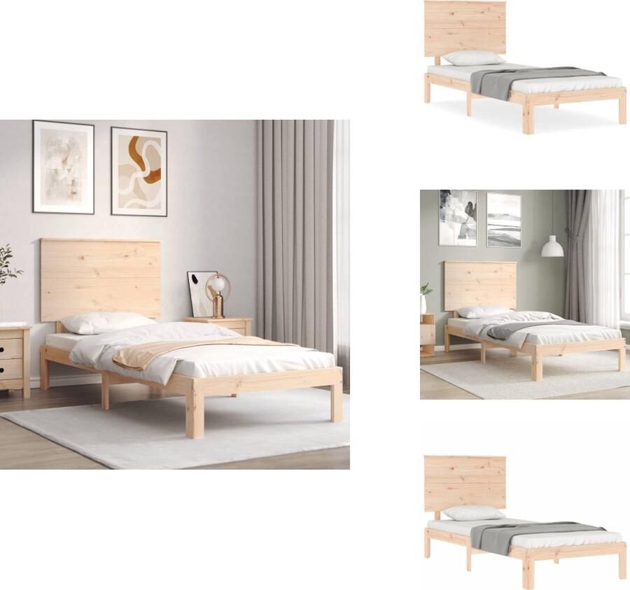 VidaXL Bedframe Massief Grenenhout Multiplex Lattenbodem 203.5 x 103.5 x 82.5 cm 100 x 200 cm Bed