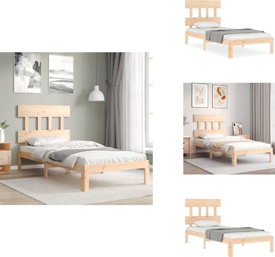 VidaXL Bedframe Massief Grenenhout 203.5 x 103.5 x 81 cm Multiplex lattenbodem Stevig en duurzaam Bed