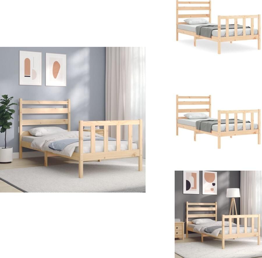 VidaXL Bedframe Bedframes Bed Eenpersoonsbed Bedframe zonder matras massief grenenhout 90x200 cm