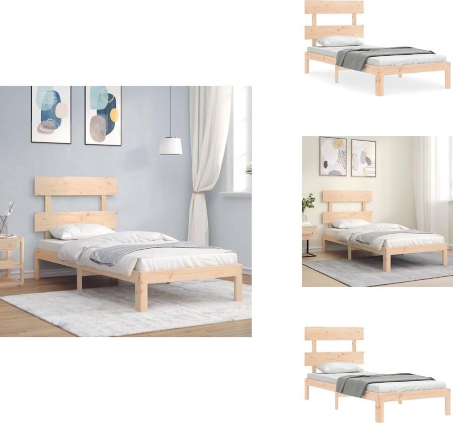VidaXL Bedframe Bedframes Bed Eenpersoonsbed Bedframe zonder matras massief grenenhout 90x200 cm