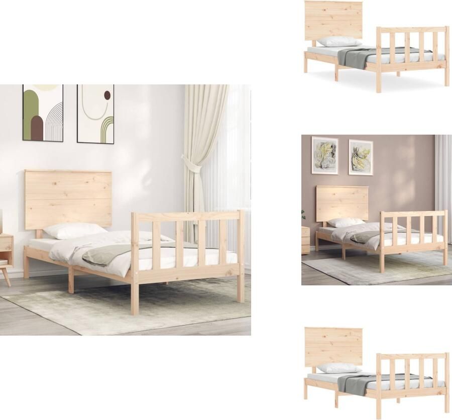 VidaXL Bedframe Bedframes Bed Eenpersoonsbed Bedframe zonder matras massief grenenhout 90x200 cm