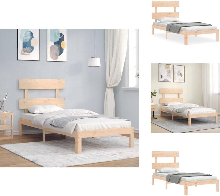 VidaXL Bedframe Bedframes Bed Eenpersoonsbed Bedframe zonder matras massief grenenhout 90x200 cm - Foto 4