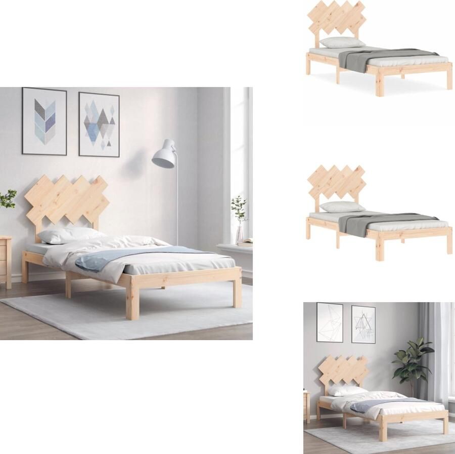 VidaXL Bedframe Bedframes Bed Eenpersoonsbed Bedframe zonder matras massief grenenhout 90x200 cm
