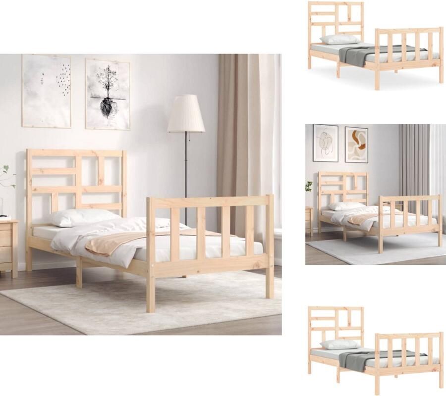 VidaXL Massief Grenenhouten Bedframe Nvt Bedframes 205.5 x 95.5 x 104 cm Inclusief Multiplex Lattenbodem Bed - Foto 2