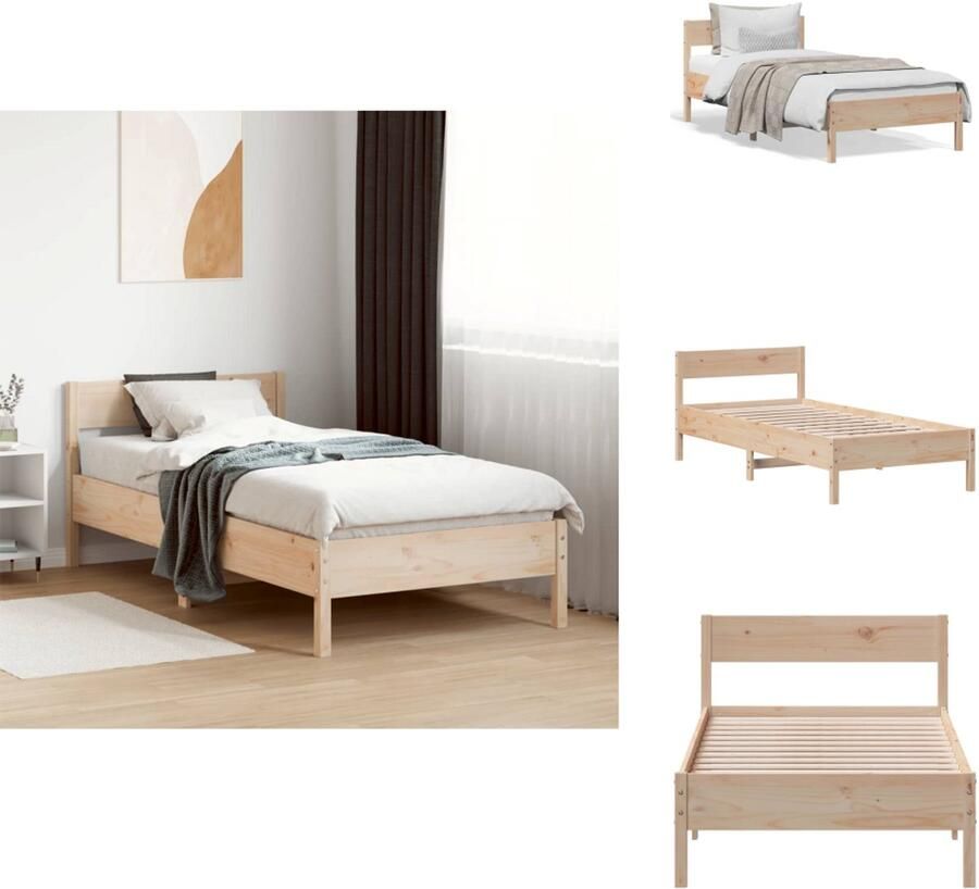 VidaXL Bedframe Bedframes Bed Eenpersoonsbed Bedframe zonder matras massief grenenhout 90x200 cm