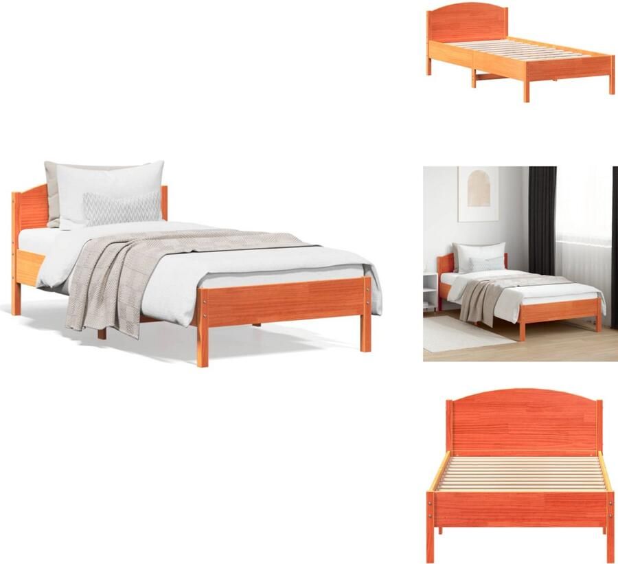 VidaXL Bedframe Bedframes Bed Eenpersoonsbed Bedframe zonder matras massief grenenhout wasbruin 90x200 cm