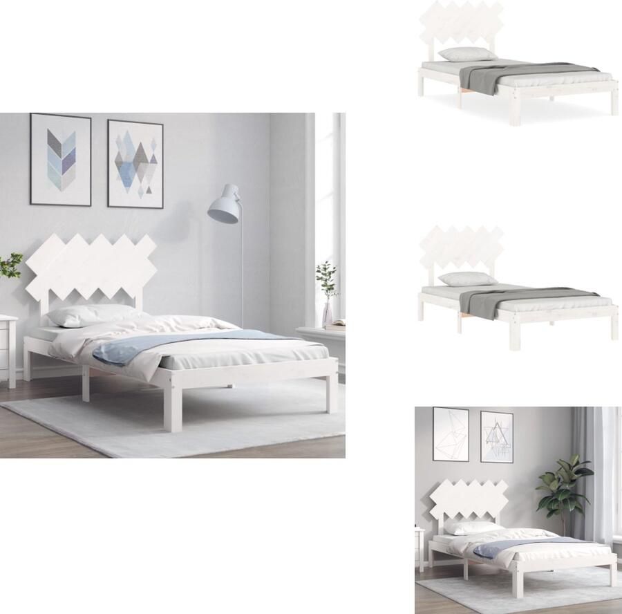 VidaXL Bedframe Bedframes Bed Eenpersoonsbed Bedframe zonder matras massief grenenhout wit 140x200 cm