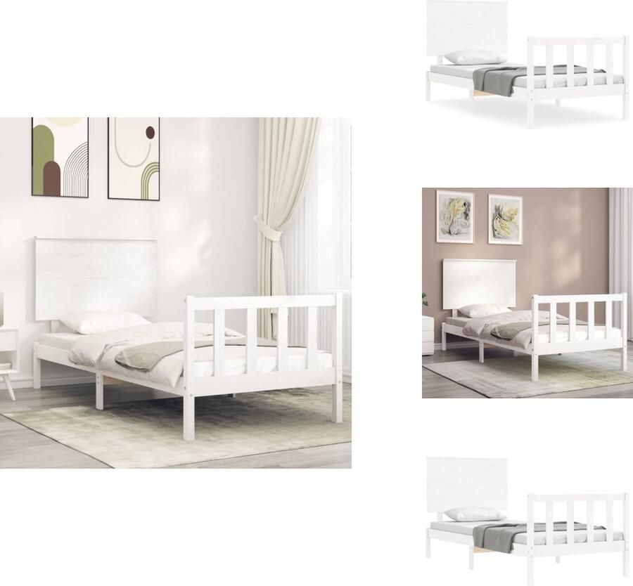VidaXL Bedframe Bedframes Bed Eenpersoonsbed Bedframe zonder matras massief grenenhout wit 140x200 cm