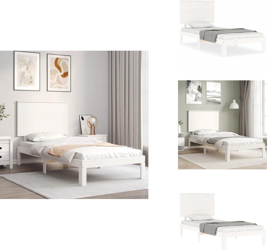 VidaXL Bedframe Bedframes Bed Eenpersoonsbed Bedframe zonder matras massief grenenhout wit 140x200 cm