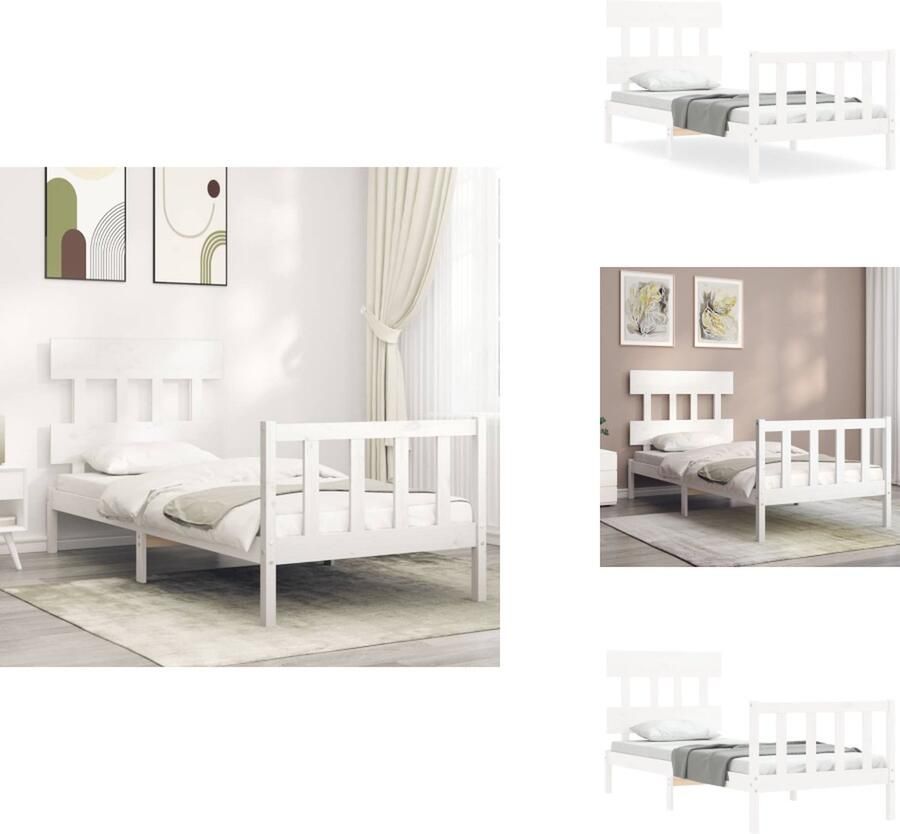 VidaXL Bedframe Bedframes Bed Eenpersoonsbed Bedframe zonder matras massief grenenhout wit 140x200 cm