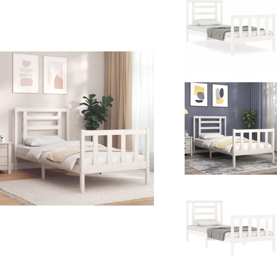 VidaXL Bedframe Bedframes Bed Eenpersoonsbed Bedframe zonder matras massief grenenhout wit 140x200 cm