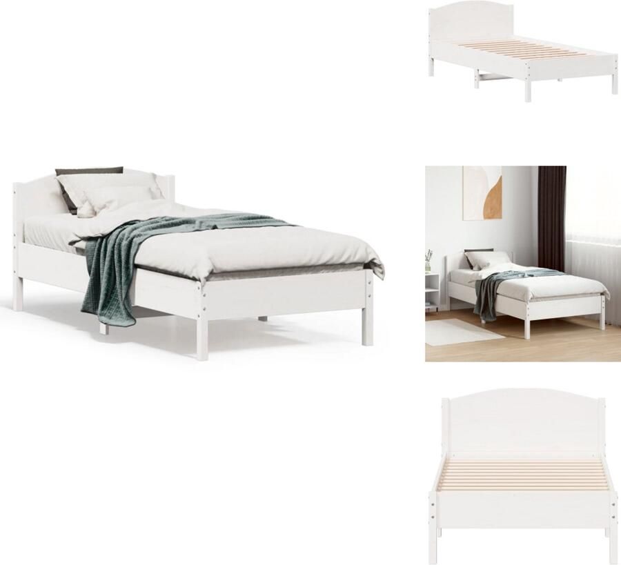 VidaXL Bedframe Bedframes Bed Eenpersoonsbed Bedframe zonder matras massief grenenhout wit 75x190 cm