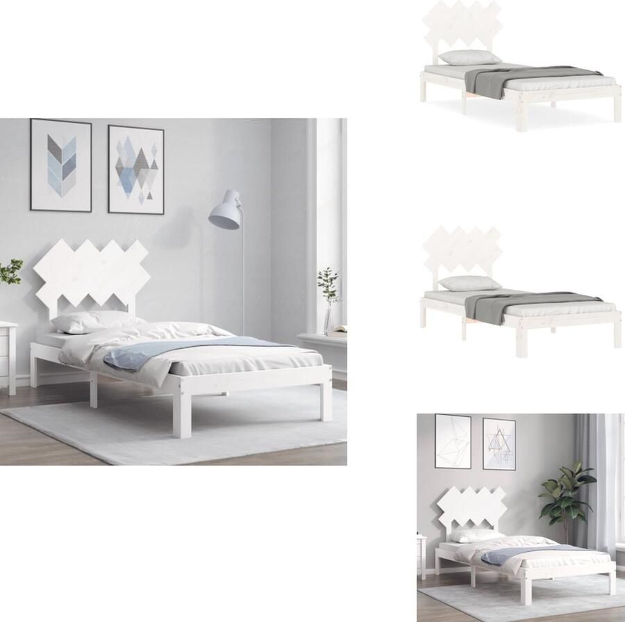 VidaXL Bedframe Bedframes Bed Eenpersoonsbed Bedframe zonder matras massief grenenhout wit 90x200 cm