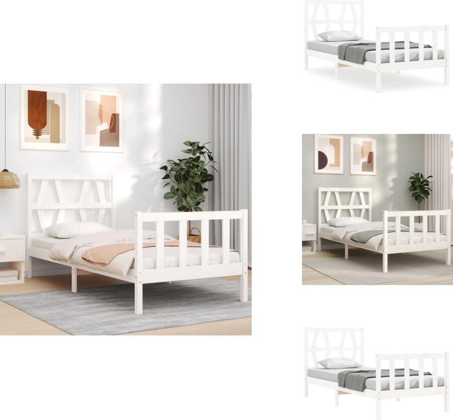 VidaXL Bedframe Bedframes Bed Eenpersoonsbed Bedframe zonder matras massief grenenhout wit 90x200 cm