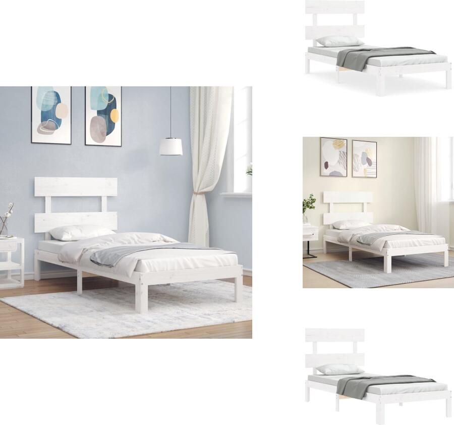 VidaXL Bedframe Bedframes Bed Eenpersoonsbed Bedframe zonder matras massief grenenhout wit 90x200 cm