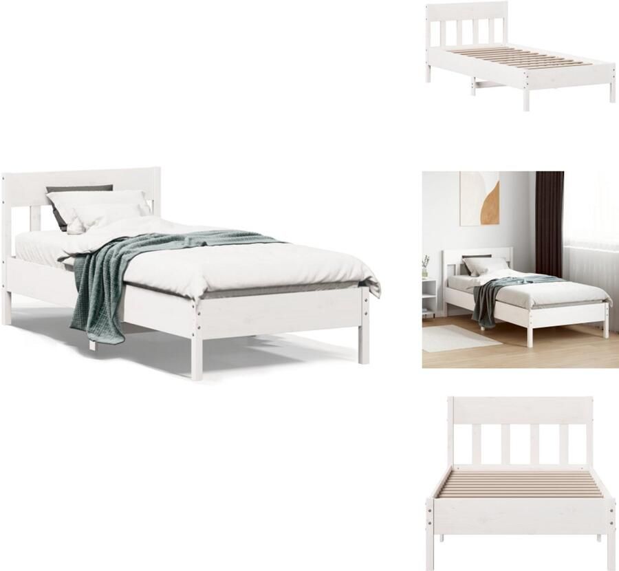 VidaXL Bedframe Bedframes Bed Eenpersoonsbed Bedframe zonder matras massief grenenhout wit 90x200 cm