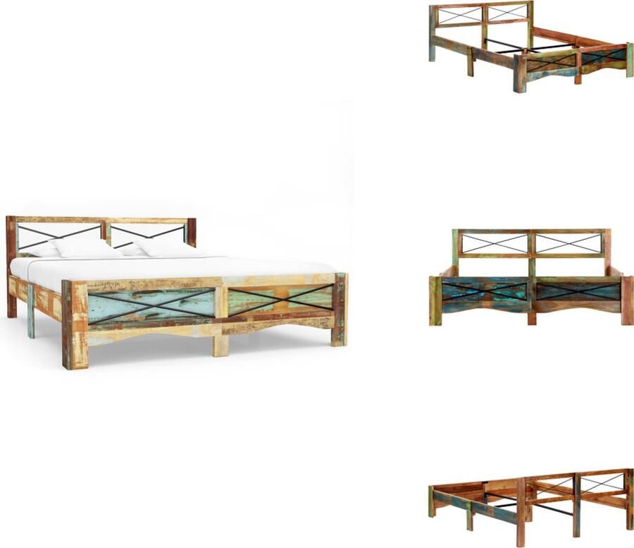 VidaXL Bedframe Bedframes Bed Frame Bed Frames Bedframe massief gerecycled hout 160x200 cm - Foto 2
