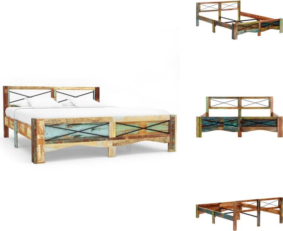 VidaXL Bedframe Bedframes Bed Frame Bed Frames Bedframe massief gerecycled hout 160x200 cm