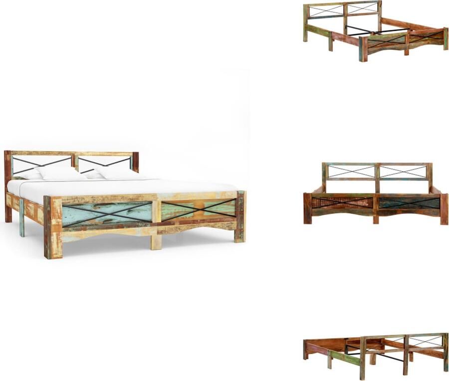 VidaXL Bedframe Bedframes Bed Frame Bed Frames Bedframe massief gerecycled hout 180x200 cm