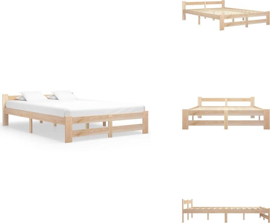 VidaXL Grenenhouten Bedframe Klassiek Bed 204x147x55 cm Geschikt voor 140x200 cm matras Bed