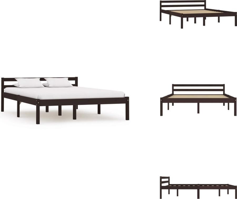 VidaXL Bedframe Bedframes Bed Frame Bed Frames Bedframe massief grenenhout donkerbruin 120x200 cm