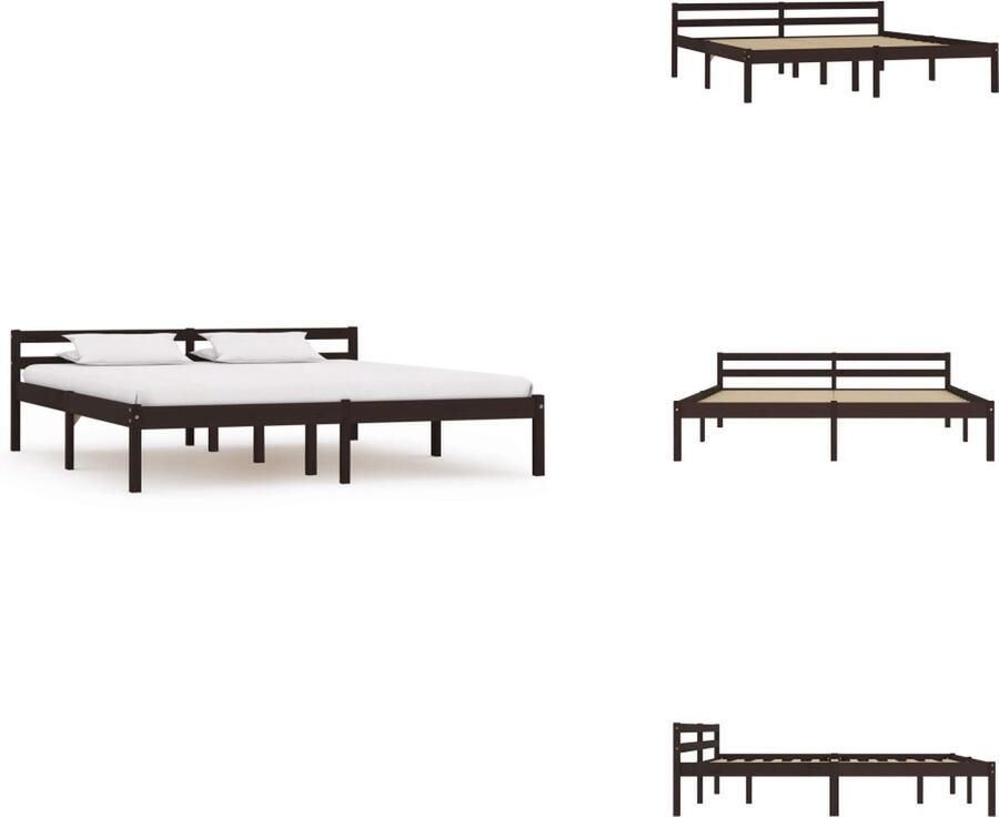 VidaXL Bedframe Bedframes Bed Frame Bed Frames Bedframe massief grenenhout donkerbruin 180x200 cm - Foto 3